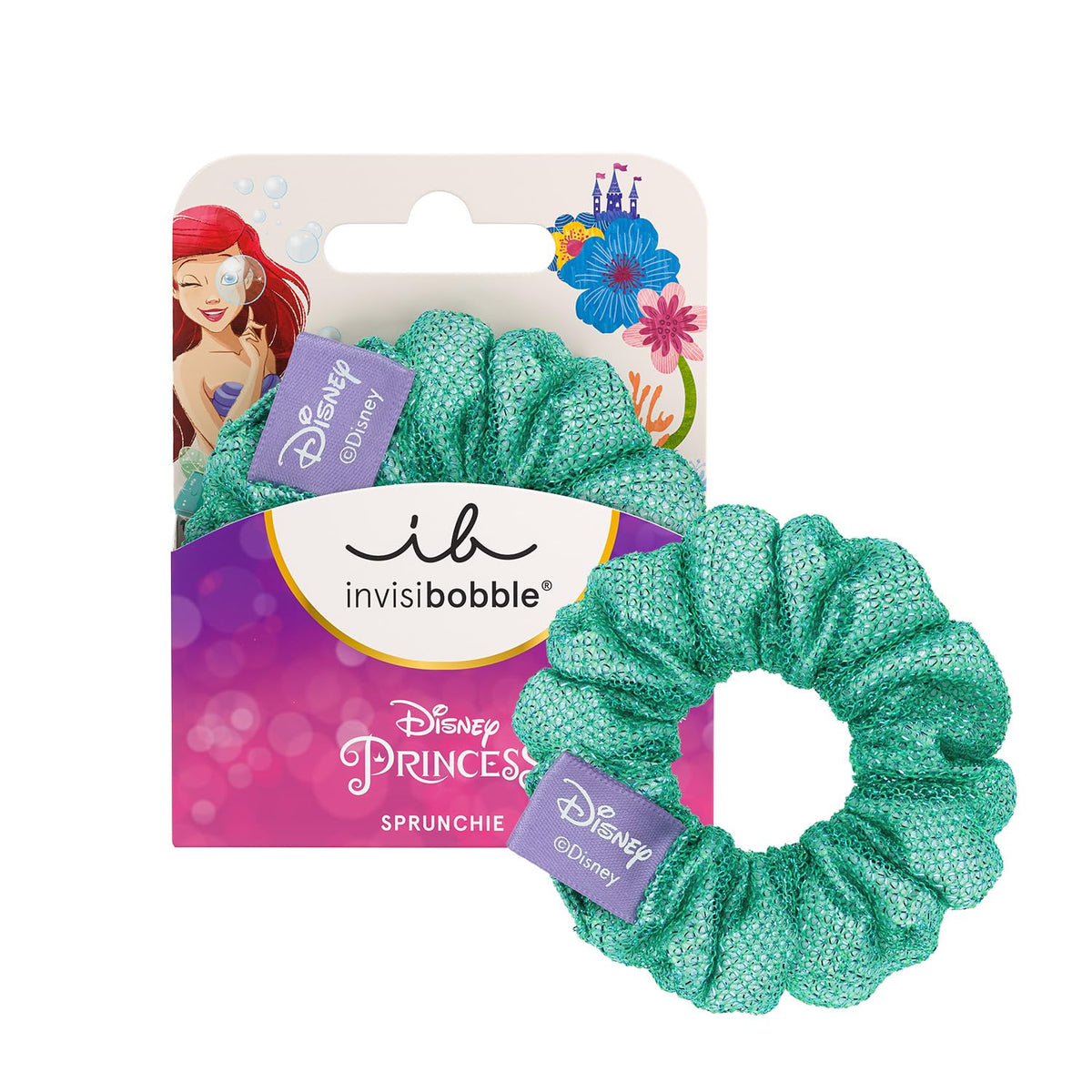 Invisibobble KIDS Disney Ariel Scrunchie - Green Glitter - Set of 1 | Exclusive Kids Scrunchies | Exclusive Kids Scrunchies