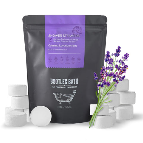 BOOTLEG BATH Shower Steamers Aromatherapy 15 Pack, 100% Pure Essential Oil, Lavender, All Natural, for Men and Women, Made in USA