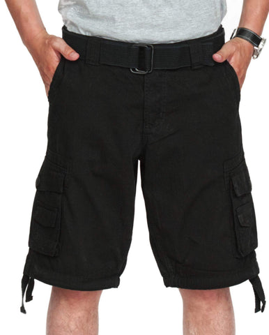 fjackets Cargo Shorts 100% Cotton Black Multi Pocket Lightweight Mens Casual Shorts - Sizes Upto 50 Inches - Aesthetic Clothing Loose Fit Outdoor Men Shorts (30, Black)