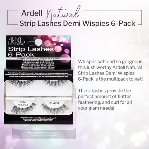 Ardell False Eyelashes Strip Lashes Demi Wispies Black, (6 pairs per pack) x 1 pack