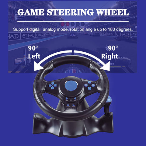 Steering Wheel for pc, 3 in 1 Game Racing Wheel with Pedals 180ÃƒÆ’Ã†â€™ÃƒÂ¢Ã¢â€šÂ¬Ã…Â¡ÃƒÆ’Ã¢â‚¬Å¡Ãƒâ€šÃ‚Â° Competition Racing Steering Wheel Dual Vibration Effect, with USB Port, Gear System, for PS3, for PS2
