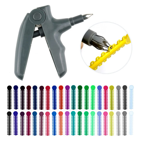 Ceonam Dental Orthodontic Ligature Gun and Orthodontic Ligature Ties Multi color 1040 pcs, Braces Rubber Band Tool, Orthodontic Braces Kit (Grey)