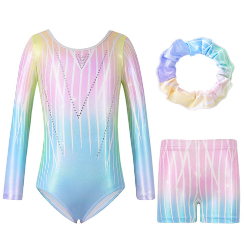 Blaward Gymnastics Leotards for Girls Kids Teens Athletics Leotards with Tumbling Dance Shorts Sparkly Unitards Biketards