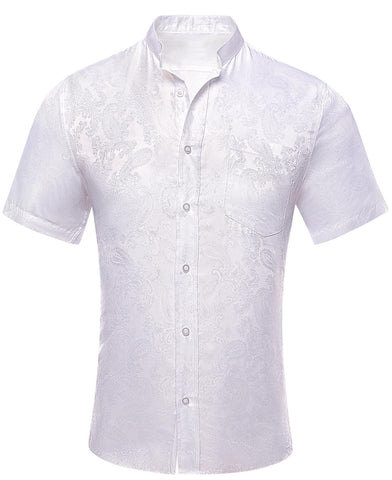 Dubulle Mens Short Sleeve Dress Shirts Solid Color Casual Button Down Shirts for Men Wedding,A White,Medium,A White,Medium