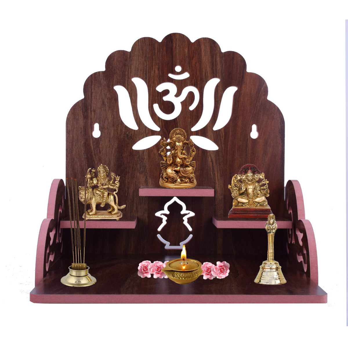 Lyrics Creation Handmade Beautiful Wooden Temple/ Home Temple/Puja Mandir/Wall Hanging and Table Top Home Mandir Temple /Home Decor Beautiful Wooden Temple (Dark Brown 1)