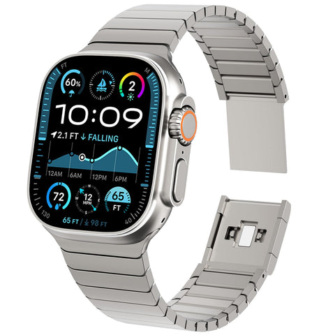 KADES Stainless Steel Band Compatible with Apple Watch Ultra Band 49mm 46mm 45mm 44mm 42mm Men Women, Metal Wristband with Magnetic Buckle for iWatch Series Ultra 2/1 10 9 8 7 6 5 4 3 2 1 SE, Titanium