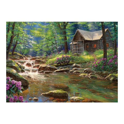 Cobble Hill 1000 Piece Puzzle - Fishing Cabin - Sample Poster Included
