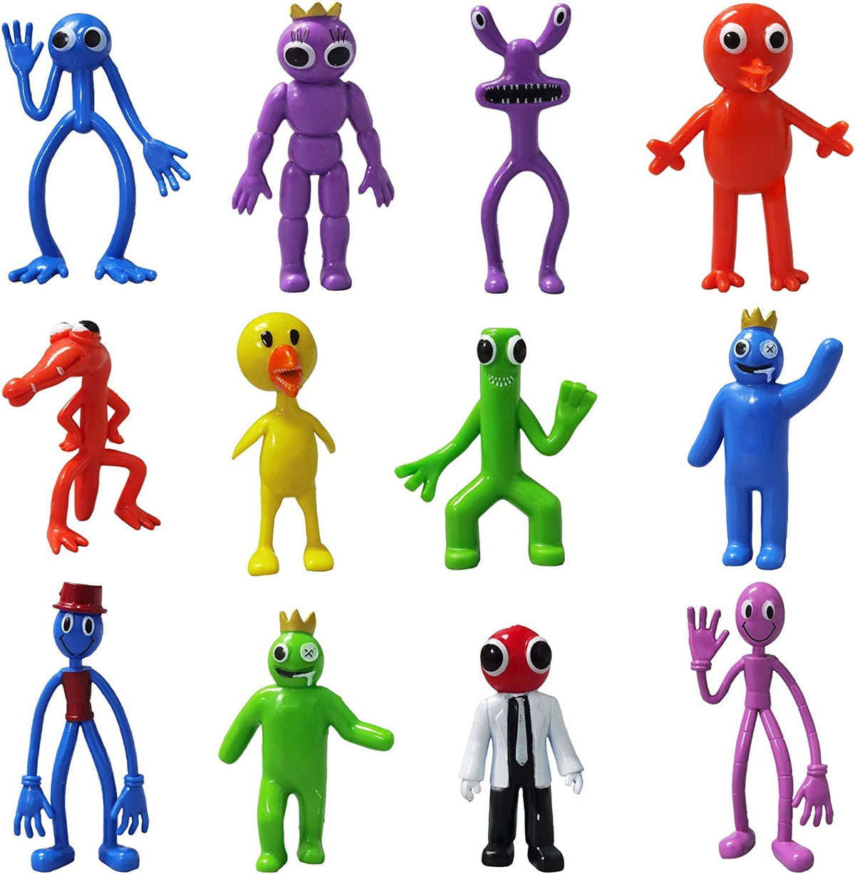 NILUTO 12 Pcs Rainbow Gaming Action Figures, Gift for Kids Halloween Thanksgiving Christmas Birthday Gifts for Kids Gifts Party Supplies (PT22-01)