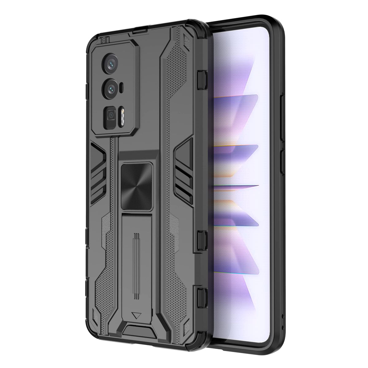 TINGYR Case for Xiaomi Poco F5 Pro, with Magnetic, Standing Function, TPU/PC Shockproof Phone Cover, Full Body Protection Cover, Phone Case for Xiaomi Poco F5 Pro.(Black)