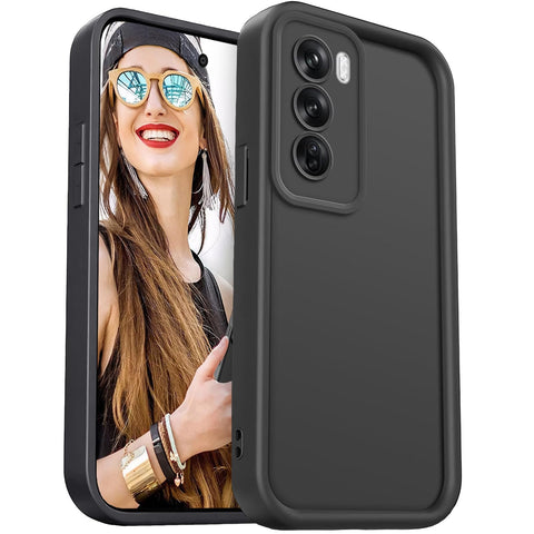 DESSEN Case for Oppo Reno 12 5G / Reno12 5G - Flexible Silicone Cover Camera Protection Shockproof Phone Case Soft Lightweight TPU Bumper Shell, Black