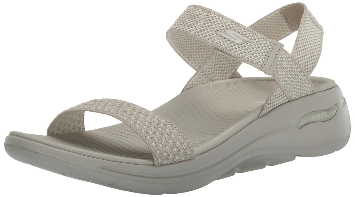 SKECHERS Women's Go Walk Arch Fit Sandal-Polished, Natural, 11