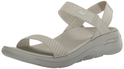 SKECHERS Women's Go Walk Arch Fit Sandal-Polished, Natural, 11