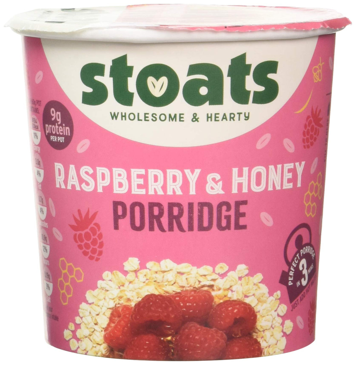 Stoats Raspberry & Honey Porridge Pots 60g (Pack of 16)