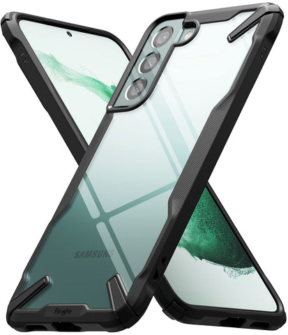 Ringke Fusion-X Compatible with Samsung Galaxy S22 Plus 5G Case (2022), Clear Hard Back with Shockproof Enhanced Side Protective Bumper Phone Cover for S22 Plus 6.6-Inch - Black