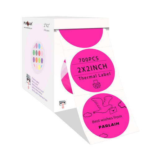 PARLAIM 2 Inch Round Thermal Sticker Labels,Self-Adhesive Circle Sticker Labels for Thermal Printer,700 per/Roll Color Code Stickers for Business (Fluorescent Pink)