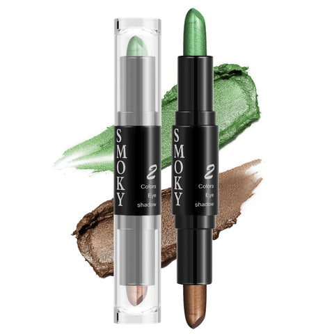 Boobeen Dual-ended Cream Eyeshadow Stick, Shimmer Glitter Eye Shadow Pencil Makeup, Long Lasting Waterproof Eye Highlighter Pen for Women