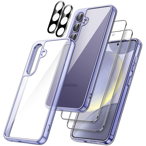 JETech 5 in 1 Case for Samsung Galaxy S24+ / S24 Plus 5G with 2-Pack Each Tempered Glass Screen Protector and Camera Lens Protector, Non-Yellowing Shockproof Bumper Phone Cover (Cobalt Violet)