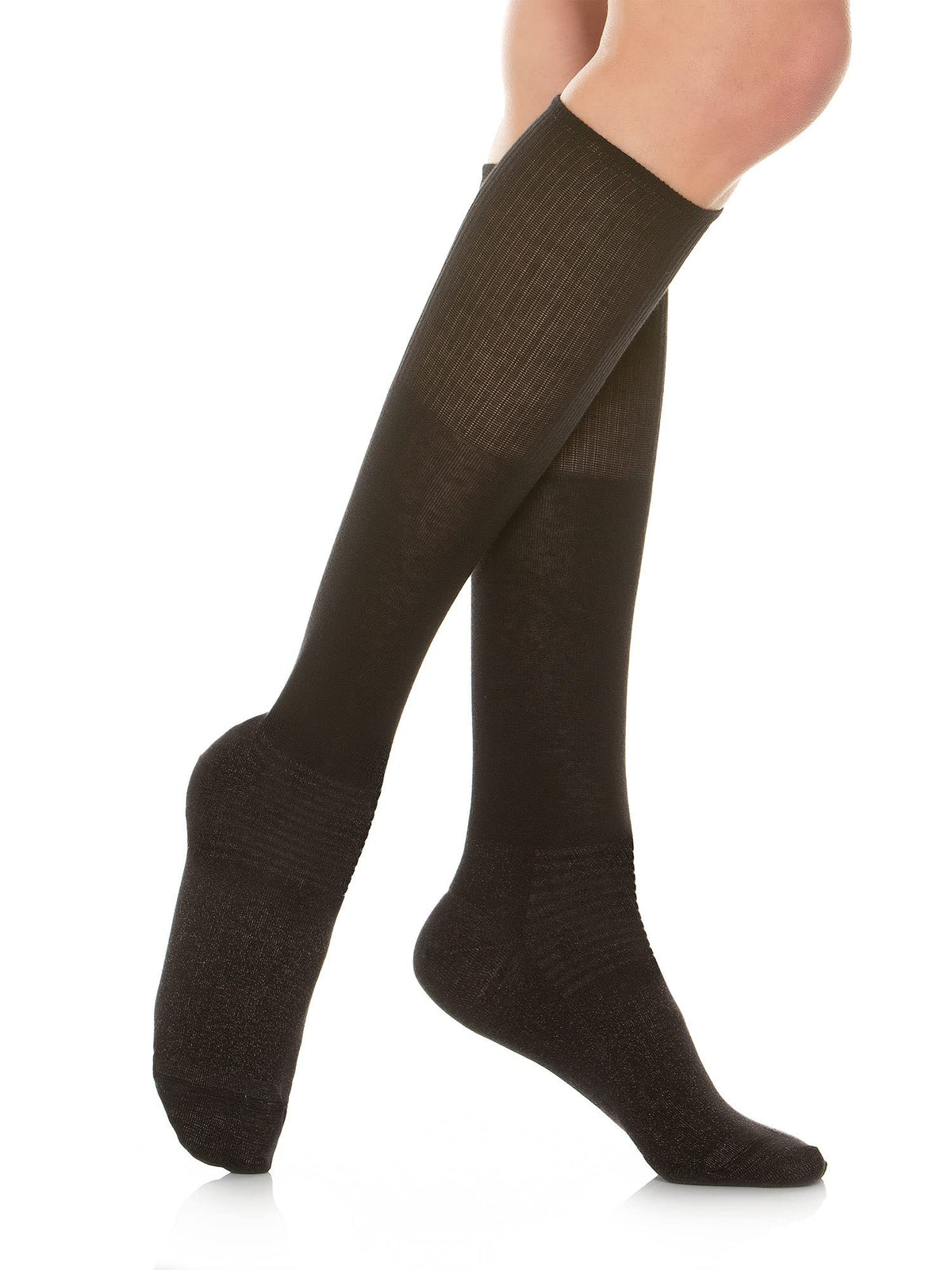 Relaxsan 550L (Black 4-L) Diabetic Socks for Men Women, Over the Calf Seamless Socks, Non Binding for Sensitive Feet, Cotton and Silver