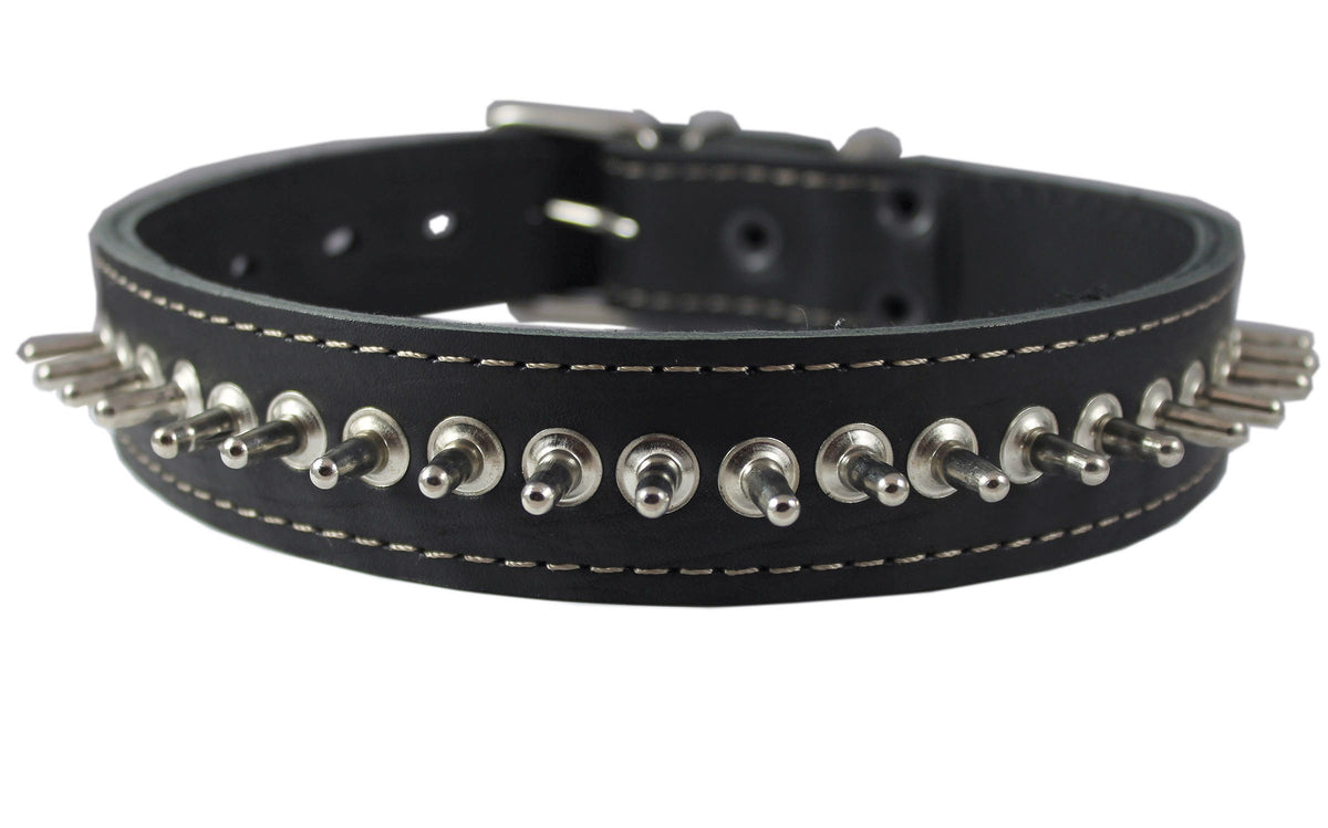 Thick Genuine Leather Spiked Dog Collar 1.5" Wide Sized to Fit 18"-22.5" Neck. Boxer, Bulldog, Rottweiler, Pit Bull