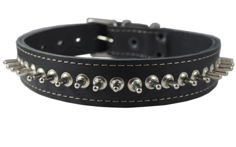 Thick Genuine Leather Spiked Dog Collar 1.5" Wide Sized to Fit 18"-22.5" Neck. Boxer, Bulldog, Rottweiler, Pit Bull