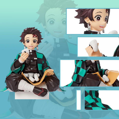 LPTA Kamado Tanjirou Figure Ghost Slayer Figure Eat Rice Balls Series Action Figure Toys Desktop Decoration Gift Anime Fan Collection(Onigiri Tanjiro)