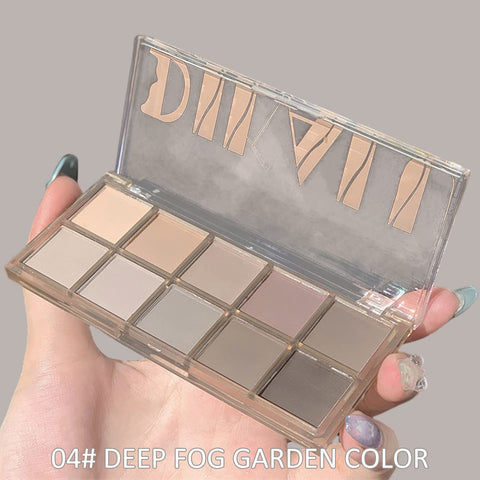 Erinde 10 Colors Mini Naked Eyeshadow Makeup Palette, Matte Taupe & Brown Eye Shadow, Neutral Nude Smoky Eyeshadow Make Up Pallet with Brush, Ultra-Blendable Waterproof & Long-Lasting Travel Size Gift