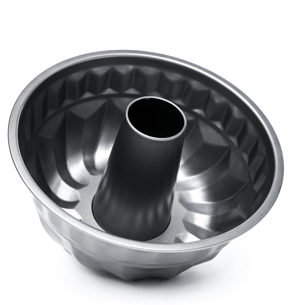WINSOME Fluted Ring Cake Mould Non Stick Carbon Steel Round Cake Pan Tray for Baking Ring and Cakes - Ideal for Afternoon Tea, and Parties 22.5 CM
