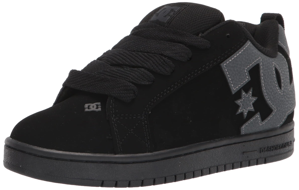 DC Men's Court Graffik Casual Low Top Skate Shoe Sneaker, Black/Grey/Black, 10.5
