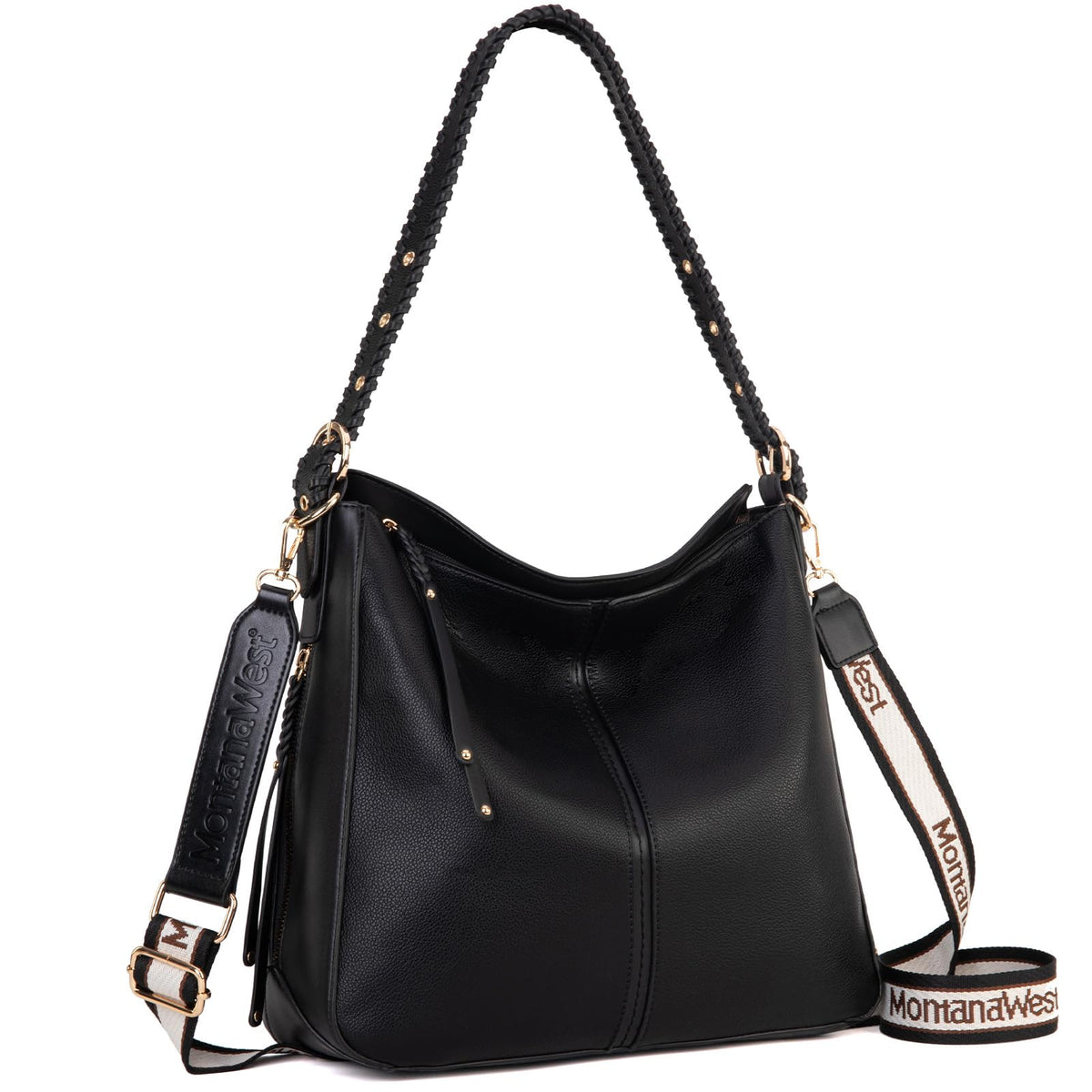 Montana West Purses and Handbags for Women Black Hobo Bags for Women Shoulder Bag Purse for Women Ladies Top Handle Handbags with Crossbody Strap MWC-266BK
