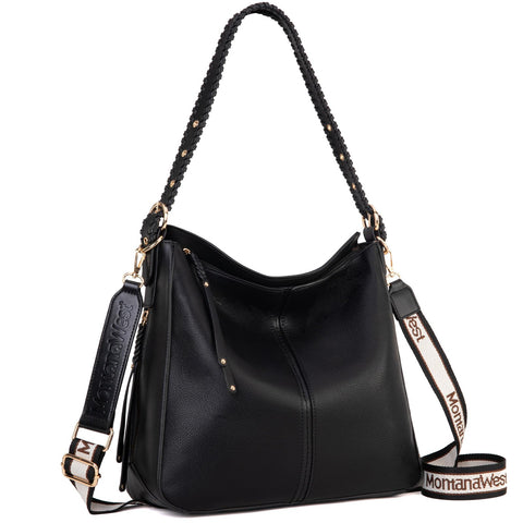 Montana West Purses and Handbags for Women Black Hobo Bags for Women Shoulder Bag Purse for Women Ladies Top Handle Handbags with Crossbody Strap MWC-266BK