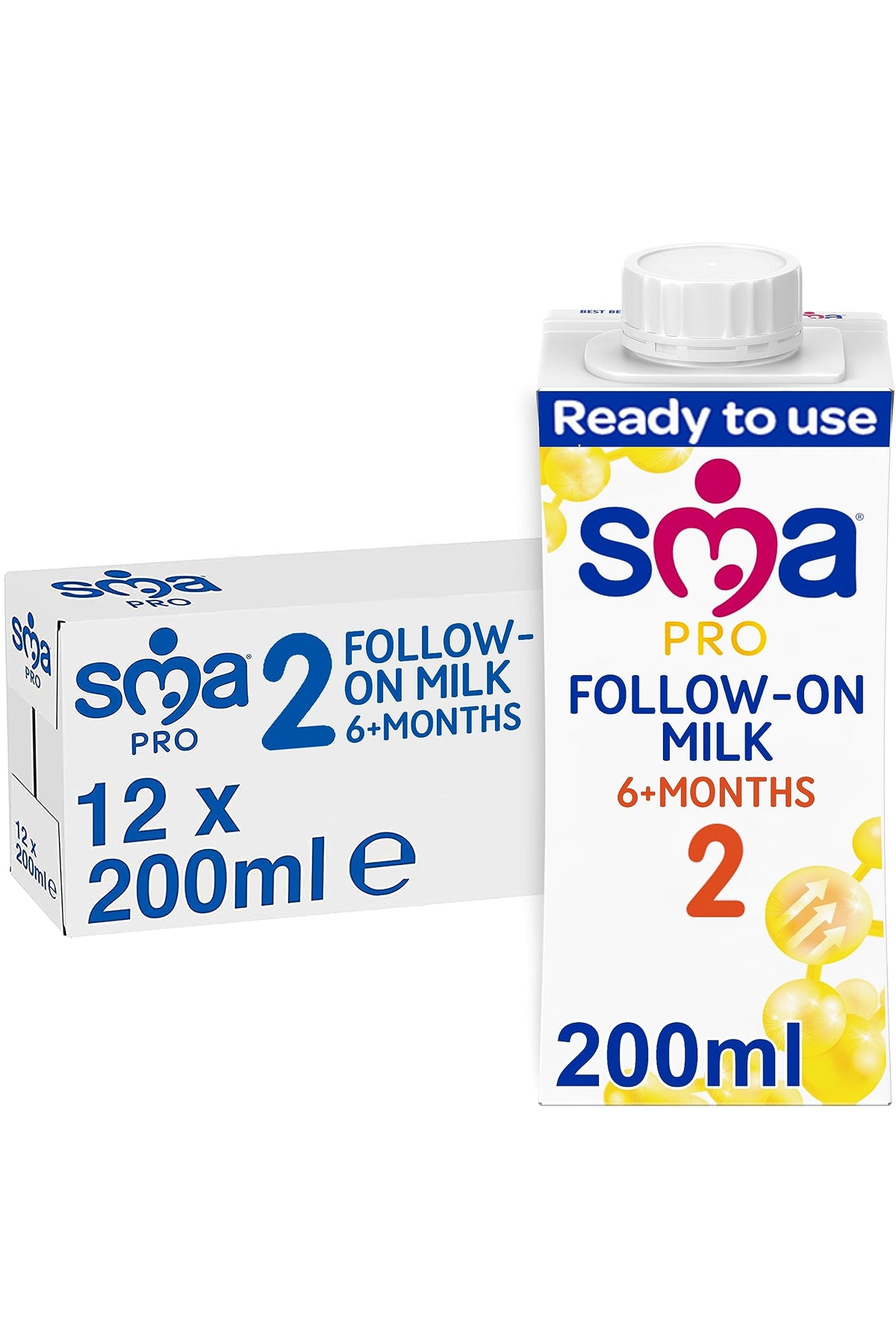 SMA PRO Follow-on Baby Milk - 6-12 months | Ready to Use, Liquid Formula Milk 200 ml (Pack of 12)