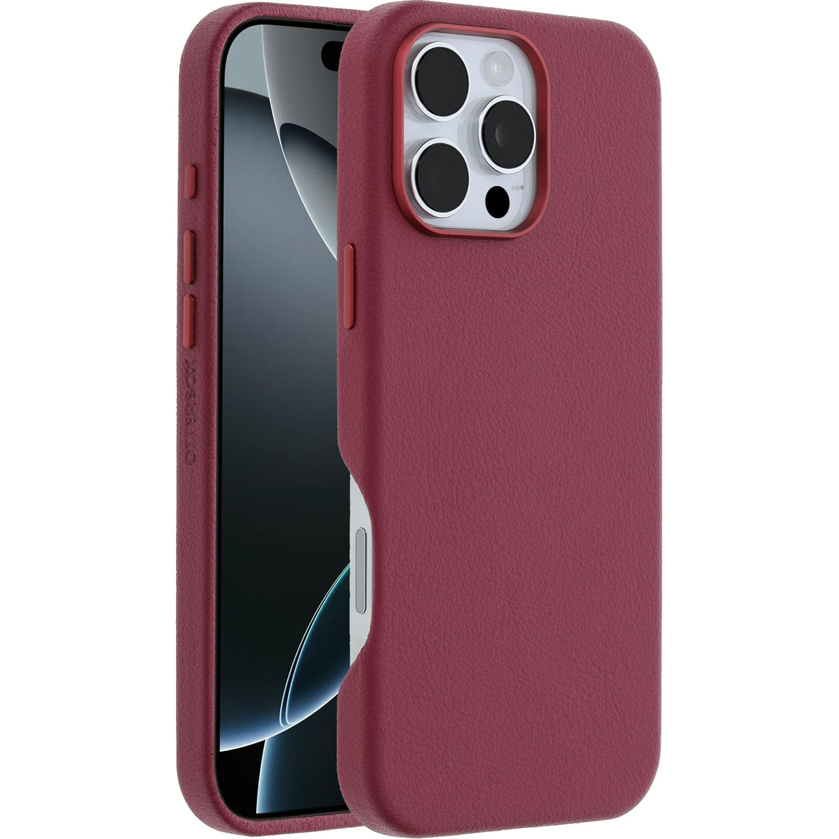 OtterBox Symmetry Series Cactus Leather MagSafe Case for iPhone 16 Pro Max, Shockproof, Drop proof, Protective Thin Case, 3x Tested to Military Standard, Red