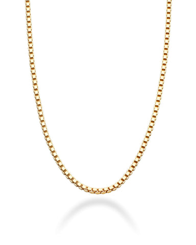 Miabella Solid 18K Gold Over 925 Sterling Silver Italian 1mm Box Chain Necklace for Women, Made in Italy (Length 26 Inches)