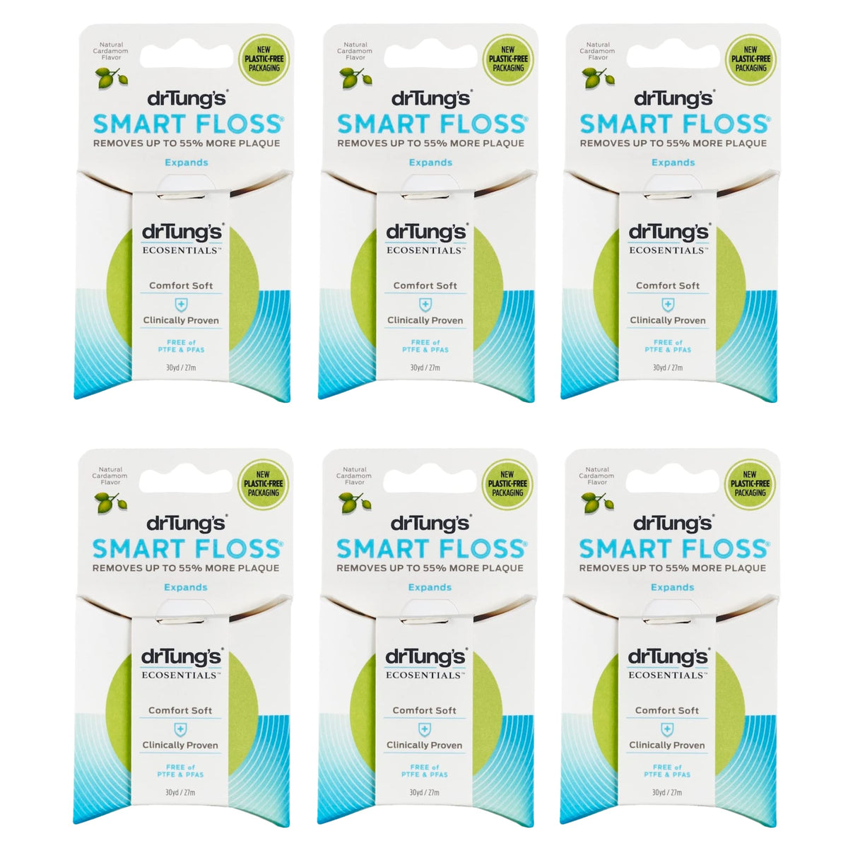 Dr. Tung's Smart Floss, 30 yds, Natural Cardamom Flavor 1 ea Colors May Vary (Pack of 6)