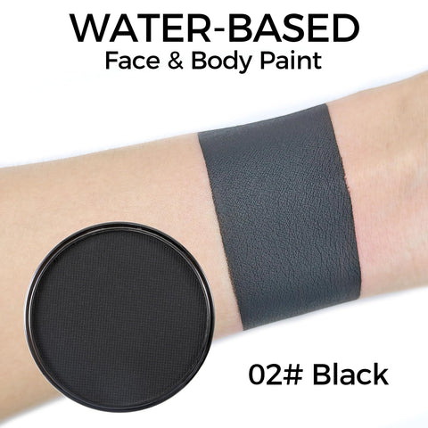 Erinde Black Face Body Paint, Professional Water Based Face Painting Kit for Kids & Adults, Non Toxic Water Activated Single Cake Face & Body Paint Makeup Supplies for Halloween Cosplay SFX, 30g