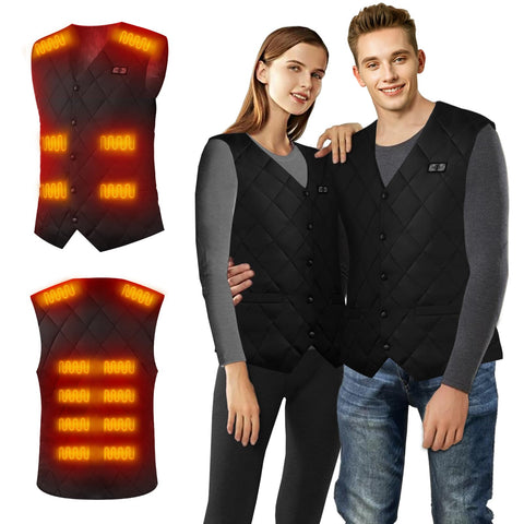 Heated Jackets for Men USB, Heated Gilet Electric, Heated Body Warmer Mens Womens, Heat Vest Washable, Heated Clothing with 3 Levels Heat Settings for Outdoor Skiing Camping Hiking Unisex (Black, S)