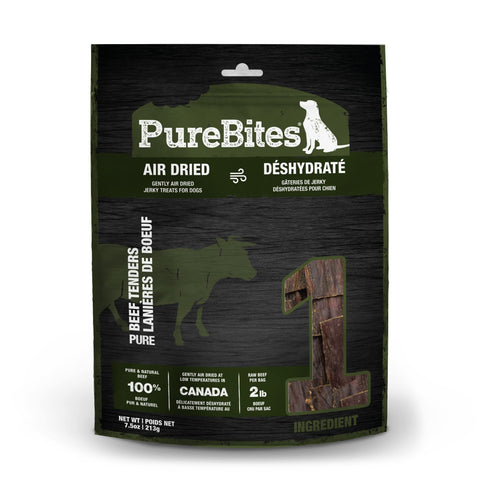 PureBites Beef Jerky Dog Treats, 1 Ingredient, Made in Canada, 7.5oz (Packaging May Vary)