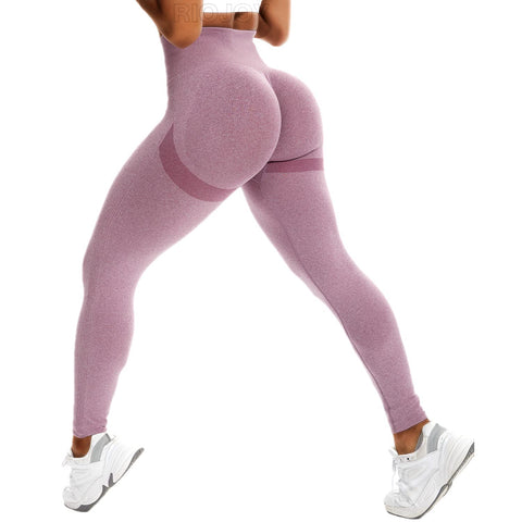 RIOJOY Scrunch Seamless Leggings Smile Contour Women High Waist Ruched Butt Lifting Gym Sports Leggings, #1 Grape, XS