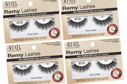 Ardell Remy Lashes 782, Premium Grade Remy Hair False Lashes with Invisiband, 4 pairs