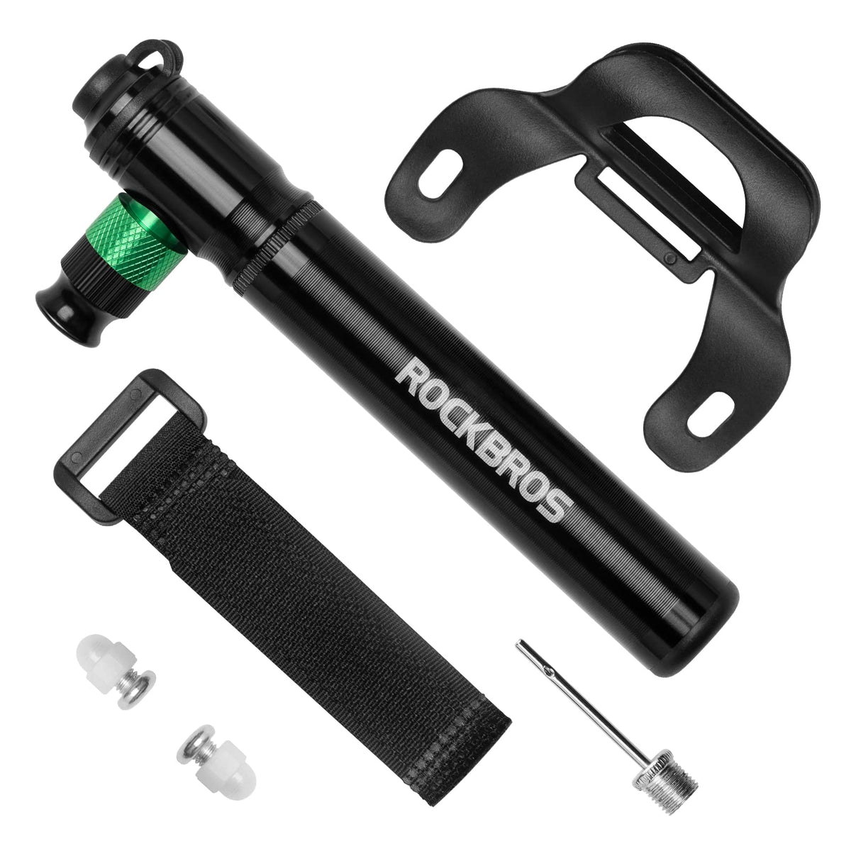 ROCKBROS Bicycle Pump Aluminum Mini Pump 110PSI High Pressure Air Pump Fits Presta and Schrader Valves - with a CO2 Cartridge