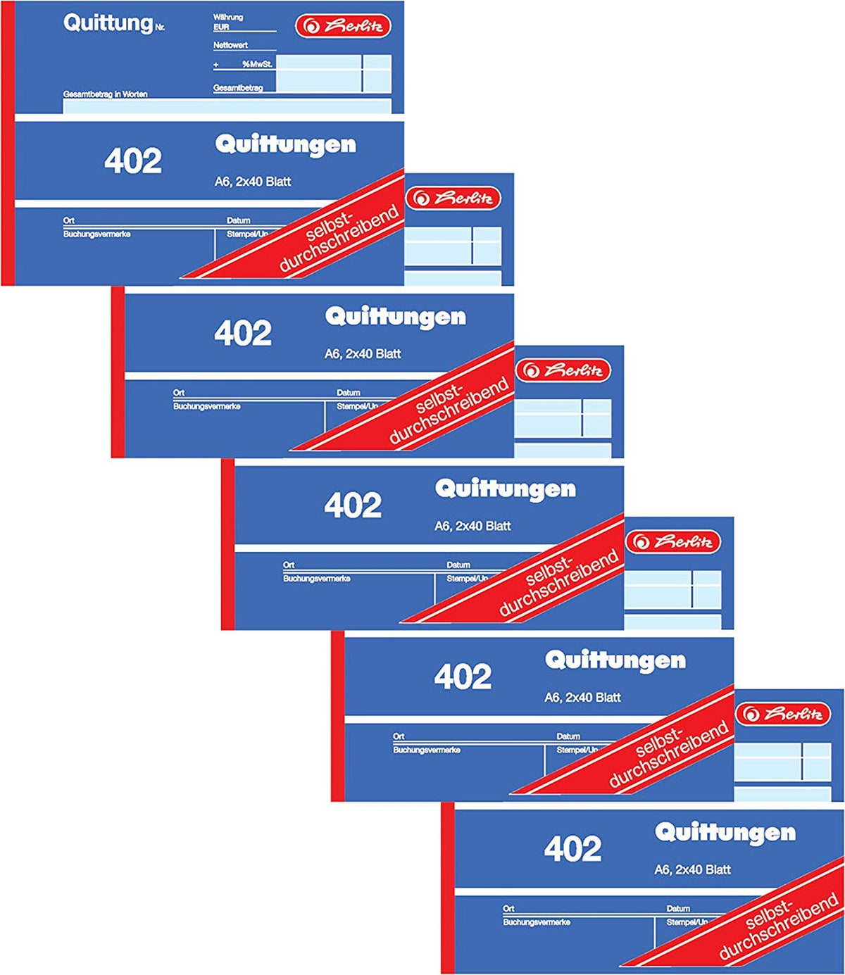 Herlitz 402 Carbonless Receipt A6 Horizontal 2 x 40 Blatt