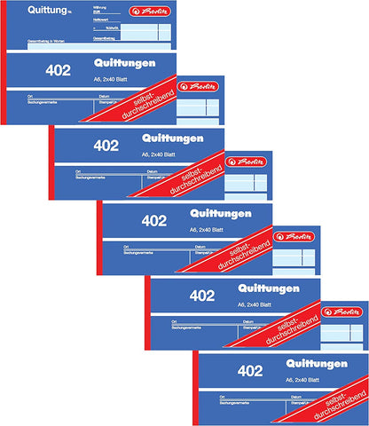 Herlitz 402 Carbonless Receipt A6 Horizontal 2 x 40 Blatt