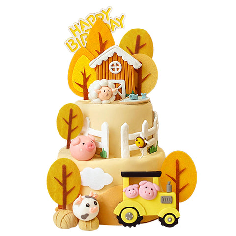 Gyufise 8Pcs Farm Animal Cake Decoration Farm Animal Birthday Cake Toppers Cow Cake Decoration for Farm Animal Baby Shower Birthday Party Decorations