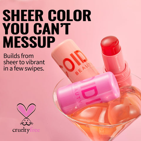 Erinde Cooling Water Jelly Tint, Jelly Blush Stick, Sheer Lip & Cheek Stain, Buildable Watercolor Finish, Multi-Use Matte Blush Lip Tinted Makeup, Waterproof Long Lasting Lip Gloss, Red