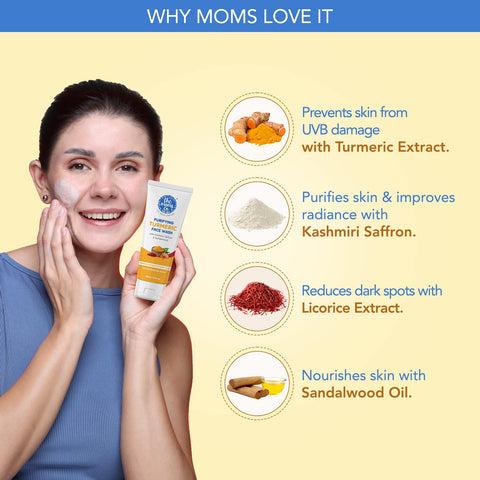 The Moms Co. Purifying Turmeric Face Wash for All Skin Type Men & Women with Kashmiri Saffron & Sandalwood Oil Dermatologically Tested - 100 ml