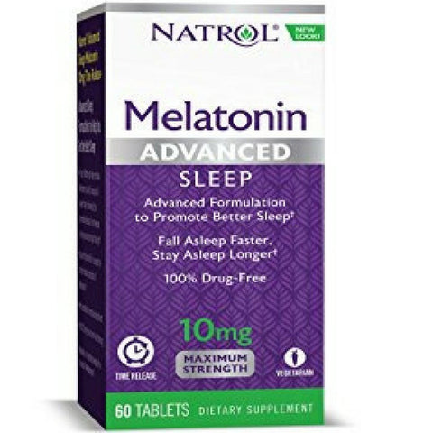 Natrol Advanced Sleep Melatonin Tablets, Maximum Strength, 60 Count, Pack of 5