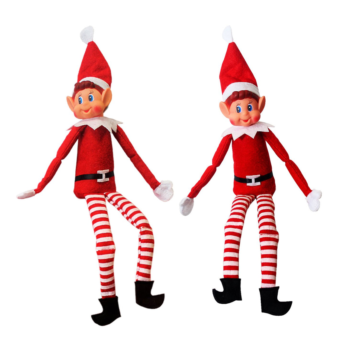 Elves Behavin' Badly - Pack of 2 Elf Plush With Vinyl Face - Red/White/Black