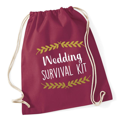 Hippowarehouse Wedding survival kit wreath Drawstring Cotton School Gym Kid Bag Sack 37cm x 46cm, 12 litres