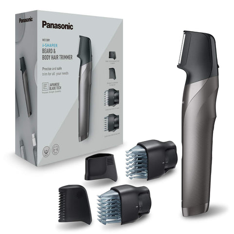 Panasonic ER-GY60-H503 Beard and Precision Trimmer 3-in-1 Rechargeable Blade Shape i-Shaper 4 Attachments Stainless Steel Comb for Sensitive Areas and Beard Trimmer - Silver