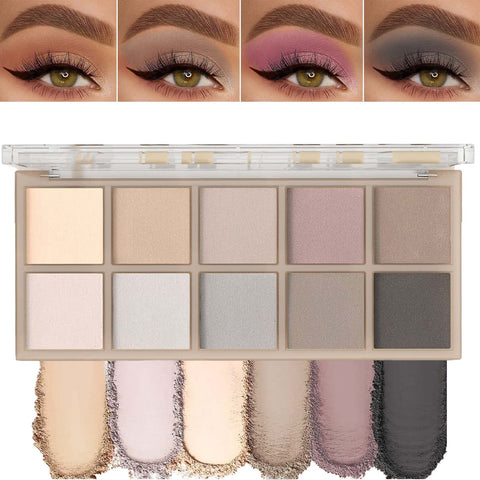 XiaoTu 10 Colors Matte Eyeshadow Palette Smooth Nude Eye Shadow Palette Naked Eyeshadow Makeup Palette,High Pigmented Long Lasting Eye Makeup Palette Blendable Neutral Eyeshadow Pawlette